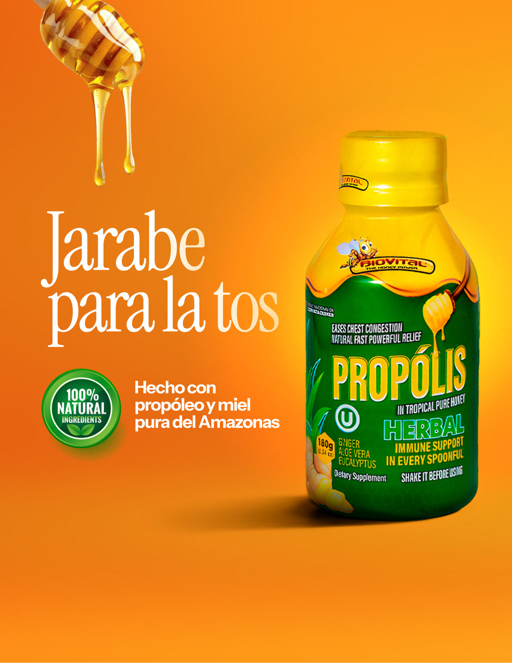 Propóleo Biovital Miel Pura Tropical Herbal x 180 g