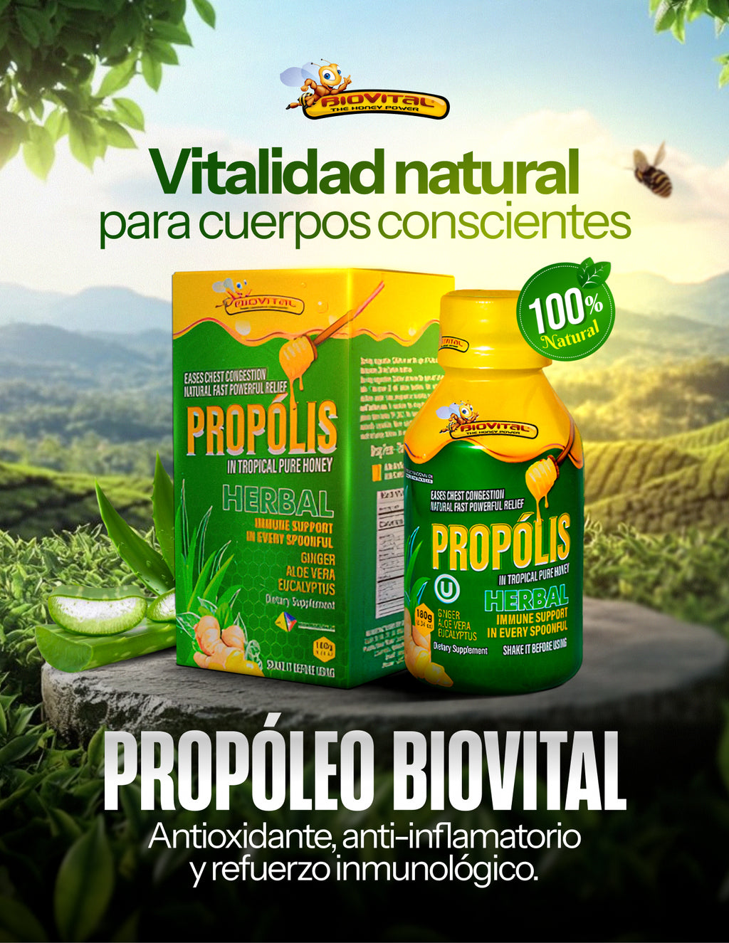 Propóleo Biovital Miel Pura Tropical Herbal x 180 g